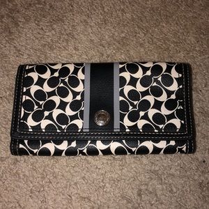 Black and White Coach Wallet with blue interior